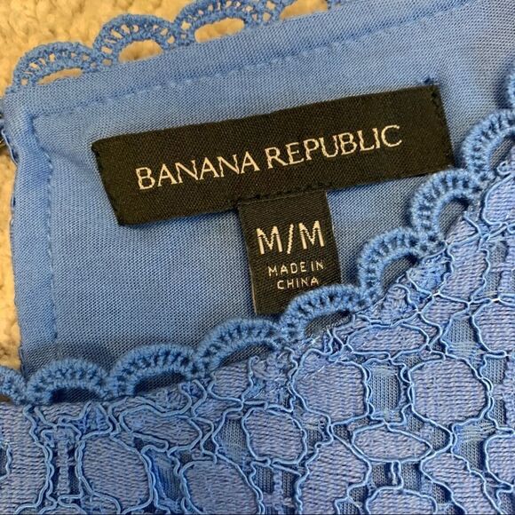 BANANA Republic blue lace top long sleeve Sz M - Picture 6 of 11